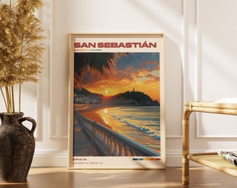 San Sebastián Travel Poster Print | Vintage Spanish Artwork | Retro European Decor | Gallery Wall Art | Home Gift Idea