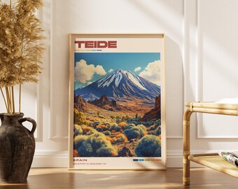 Teide National Park Travel Poster Print | Vintage Spanish Artwork | Retro European Decor | Gallery Wall Art | Home Gift Idea