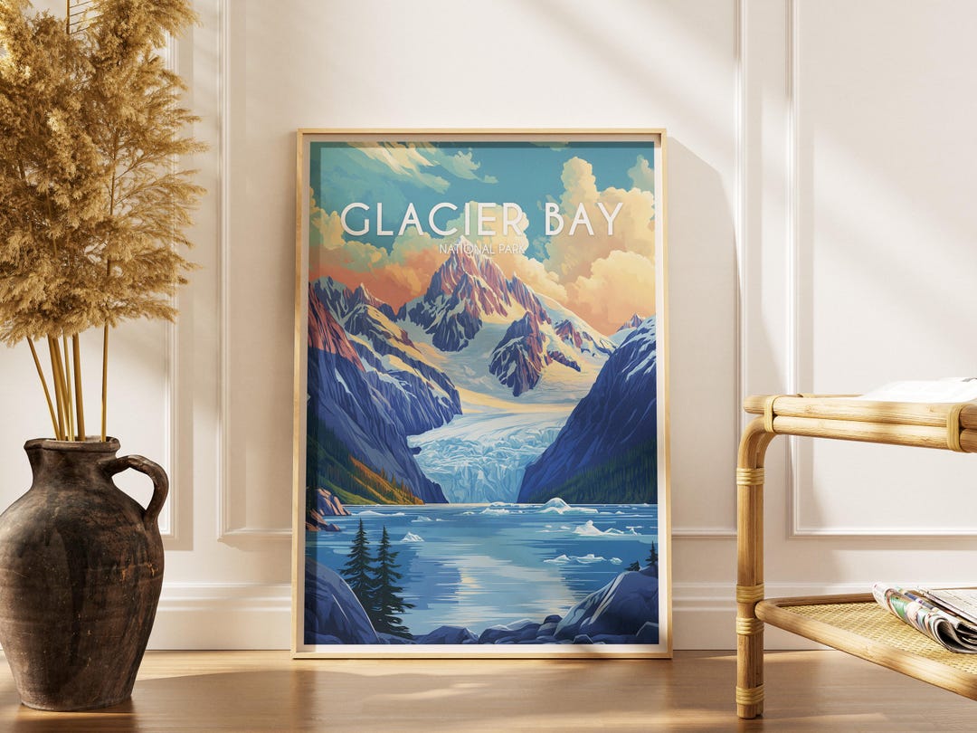 Glacier Bay National Park Print | Vintage USA Travel Poster - Etsy