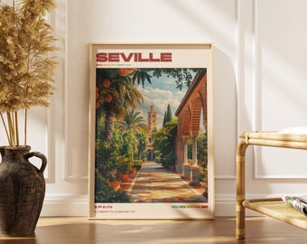 Seville Travel Poster Print | Vintage Spanish Artwork | Retro European Decor | Gallery Wall Art | Home Gift Idea