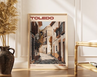 Toledo Travel Poster Print | Vintage Spanish Artwork | Retro European Decor | Gallery Wall Art | Home Gift Idea