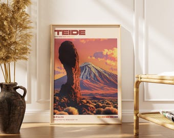 Teide National Park Travel Poster Print | Vintage Spanish Artwork | Retro European Decor | Gallery Wall Art | Home Gift Idea