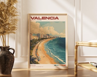 Valencia Travel Poster Print | Vintage Spanish Artwork | Retro European Decor | Gallery Wall Art | Home Gift Idea