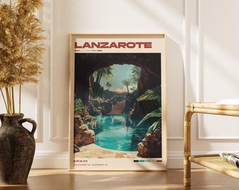 Lanzarote Travel Poster | Vintage Spanish Artwork, Retro European Decor