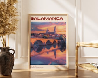 Salamanca Travel Poster Print | Vintage Spanish Artwork | Retro European Decor | Gallery Wall Art | Home Gift Idea