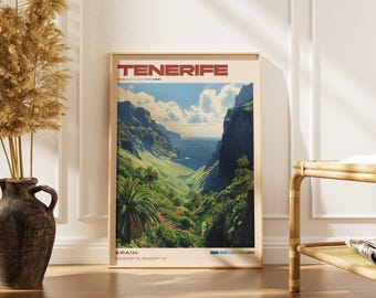 Tenerife Travel Poster Print | Vintage Spanish Artwork | Retro European Decor | Gallery Wall Art | Home Gift Idea