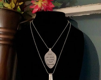 Stepbrothers inspired hand stamped spoon necklaces, set of two