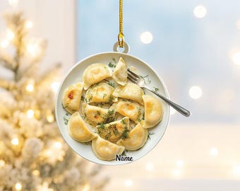 Personalized Pierogi Christmas Ornament, Custom Acrylic Food Decor