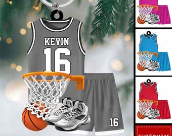 Personalized Basketball Jersey Keychain, Custom Acrylic Charm, Sports Gift
