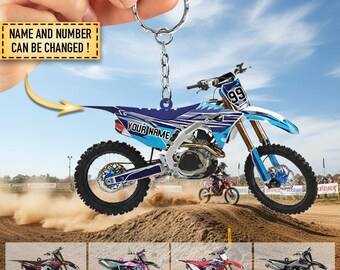 Personalized Motocross Keychain, Custom Acrylic Dirt Bike Charm