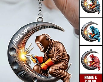 Personalized Welder Keychain, Custom Name, Ironworker Gift