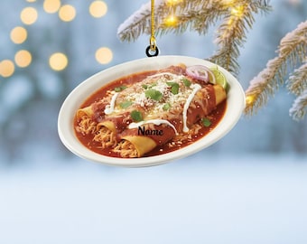 Personalized Enchilada Dish Christmas Ornament, Christmas Gift For Food Lovers