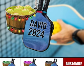 Personalized Pickleball Paddle Keychain, Custom Acrylic Sports Bag Tag