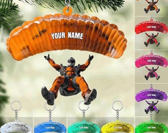 Personalized Skydiving Keychain, Custom Photo Acrylic Charm, Extreme Sports Gift