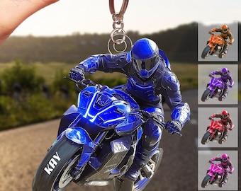 Personalized Photo Motorcycle Keychain, Custom Acrylic Bike Charm