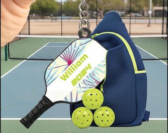 Personalized Photo Pickleball Paddle Keychain, Custom Acrylic Bag Tag
