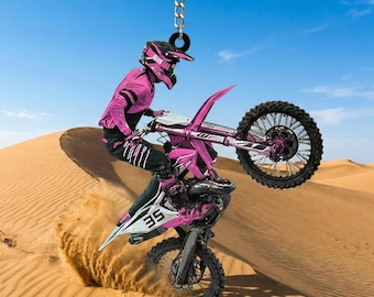 Personalized Dirt Bike Keychain, Custom Racing Number, Motocross Gift