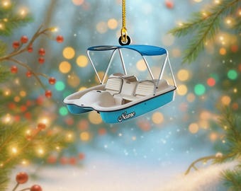 Personalized Paddle Boat Christmas 2D Flat Ornament, Stand Up Paddling Decor