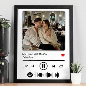 Custom Spotify Photo Frame, Valentine’s Day gift Personalized Song Code Print, Couple Music Poster, Anniversary Gift,