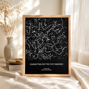 Mappa stellare del giorno del nostro matrimonio, regalo di nozze personalizzato, stampa personalizzata del cielo notturno, ricordo dell'anniversario