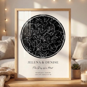 Custom Star Map Print, Personalized Night Sky Poster, Constellation Map Wall Art, Anniversary & Valentine’s Day Gift for Couples, Wedding