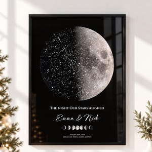First Christmas together Star map with Moon phase | personalized Christmas gift for couple | our first Christmas under these stars