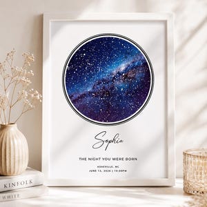 Mapa estelar de cumpleaños, regalo para mamá y bebé, impresión del cielo nocturno, mapa estelar personalizado, regalo para recién nacido, recuerdo de madre e hijo, cielo con fecha de nacimiento