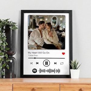 Marco de fotos personalizado de Spotify, regalo de San Valentín, impresión de código de canción personalizado, póster de música para parejas, regalo de aniversario.