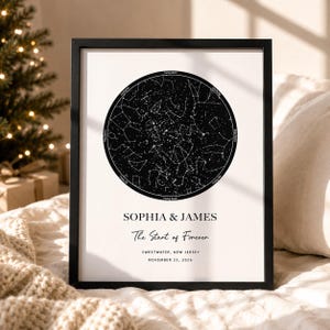 Stampa personalizzata della mappa stellare, poster personalizzato del cielo notturno, regalo di Natale per la coppia, regalo di anniversario, regalo di nozze, la notte in cui le nostre stelle si sono allineate