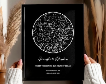 Gepersonaliseerde sterrenkaartprint, Night We Met-cadeau, aangepaste nachtelijke hemelprint, sterrenkaartposter, jubileumcadeau, huwelijkscadeau, sterrenbeeldprint