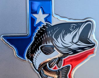 3D Texas Flag Fish Emblem – Weatherproof Car and Boat Badge