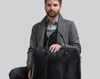 Large Classic Men's Vegan Briefcase 3 by Doshi
