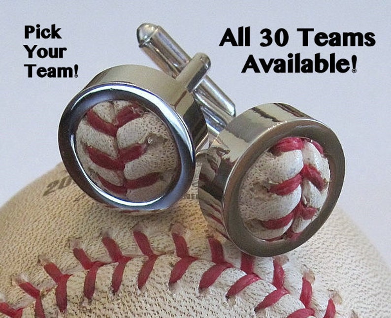 Game Used Baseball Cufflinks PICK YOUR TEAM image 1