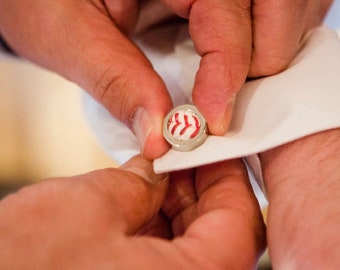 Handmade Baseball Cufflinks made from a Game Used ball - For the Groom or Father