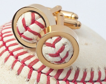 GOLD Game Used Baseball Cufflinks (6 Pairs)