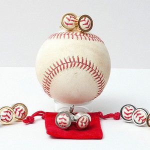 4 Pairs Game Used Baseball Cufflinks image 5