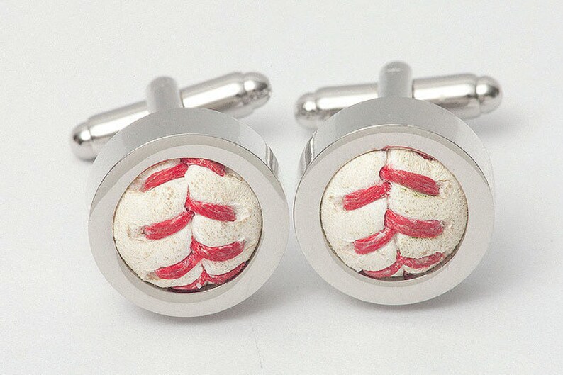 4 Pairs Game Used Baseball Cufflinks image 3