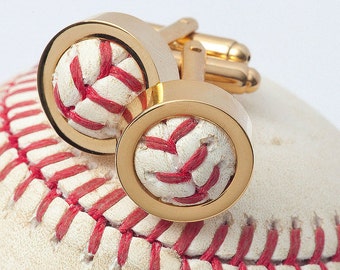 Game Used Baseball Cufflinks GOLD