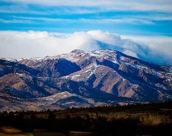 Snow-Dusted Mountain Peak Wall Art | Winter Landscape Photography for Rustic, Modern, Cozy Decor