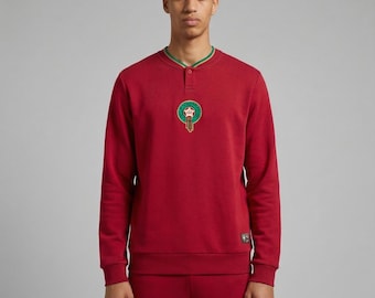 Conjunto de treino inspirado na seleção marroquina de futebol | Moletom e calça de moletom vermelho carmesim para torcedores de 2026 | Vintage Athletic da The Jacket Studio Co
