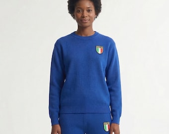 Conjunto de treino inspirado na seleção italiana de futebol | Moletom e calça de moletom azul royal para torcedores de 2026 da The Jacket Studio Co.