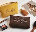 Personalized Corduroy Makeup Bag, Custom Embroidered Name Cosmetic Pouch, Zipper Toiletry Organizer for Travel product logo