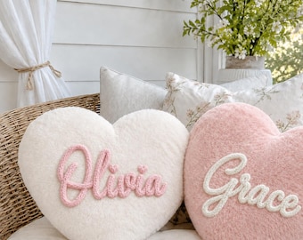 Personalized Heart-Shaped Pillow, Custom Name Plush Cushion, Soft Romantic Gift for Girls, Bedroom Decor