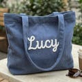 Personalized Corduroy Tote Bag, Custom Embroidered Name Shoulder Bag, Large 17” Everyday Shopper, Gift for Her product logo