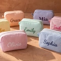 Monogrammed Seersucker Toiletry Bag, Graduation Gift, Personalized Makeup & Cosmetic Pouch, Bridesmaid Gift, Wedding Favor