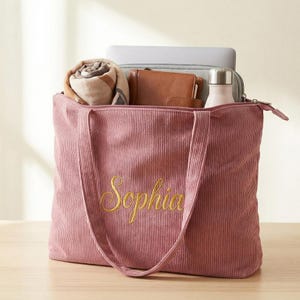 Bolsa de veludo cotelê personalizada, presente de casamento com nome personalizado, bolsa com zíper para madrinhas