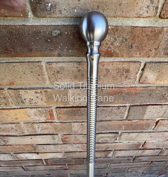 Solid Titanium Ball Handle Walking Cane - Machined From 6Al-4V Grade 5 Titanium