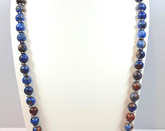 Blue Sesame Jasper Necklace • Blue Gemstone Necklace • Handmade • Boho Necklace • Statement Necklace • Woman's Necklace • Men's Necklace