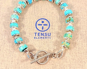 Turquoise Bracelet • Turquoise Jasper Bracelet • Heishi • Silver • Gold • Unisex Boho Bracelet • Custom Size • Gift for Her • Gift for Him