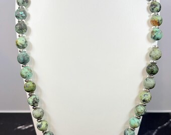 African Turquoise Necklace • Frosted Gemstones • Jasper Necklace • Handmade Necklace • Boho Necklace • Woman's Necklace • Gemstone Necklace